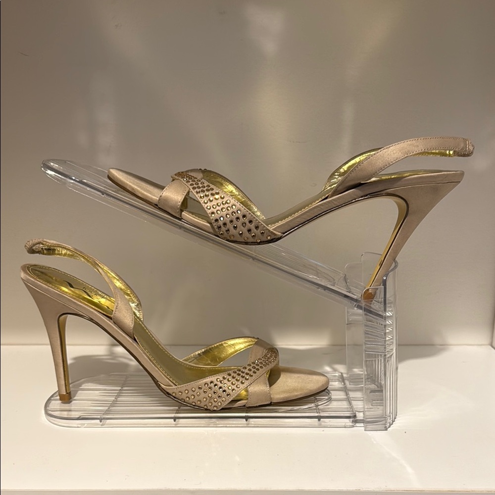 Touch of Nina Tan Stiletto Heels with Open-Toe Design